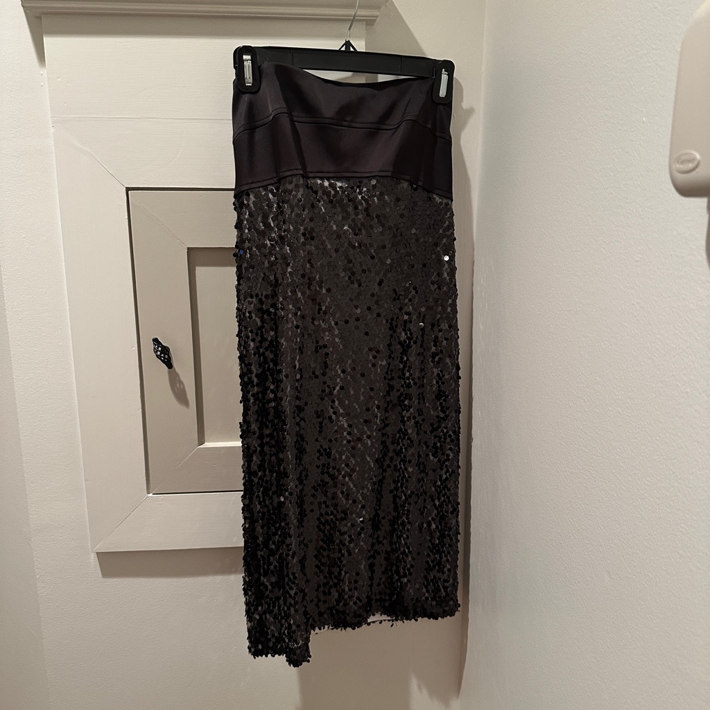 David Meister Black Sequin Strapless Dress